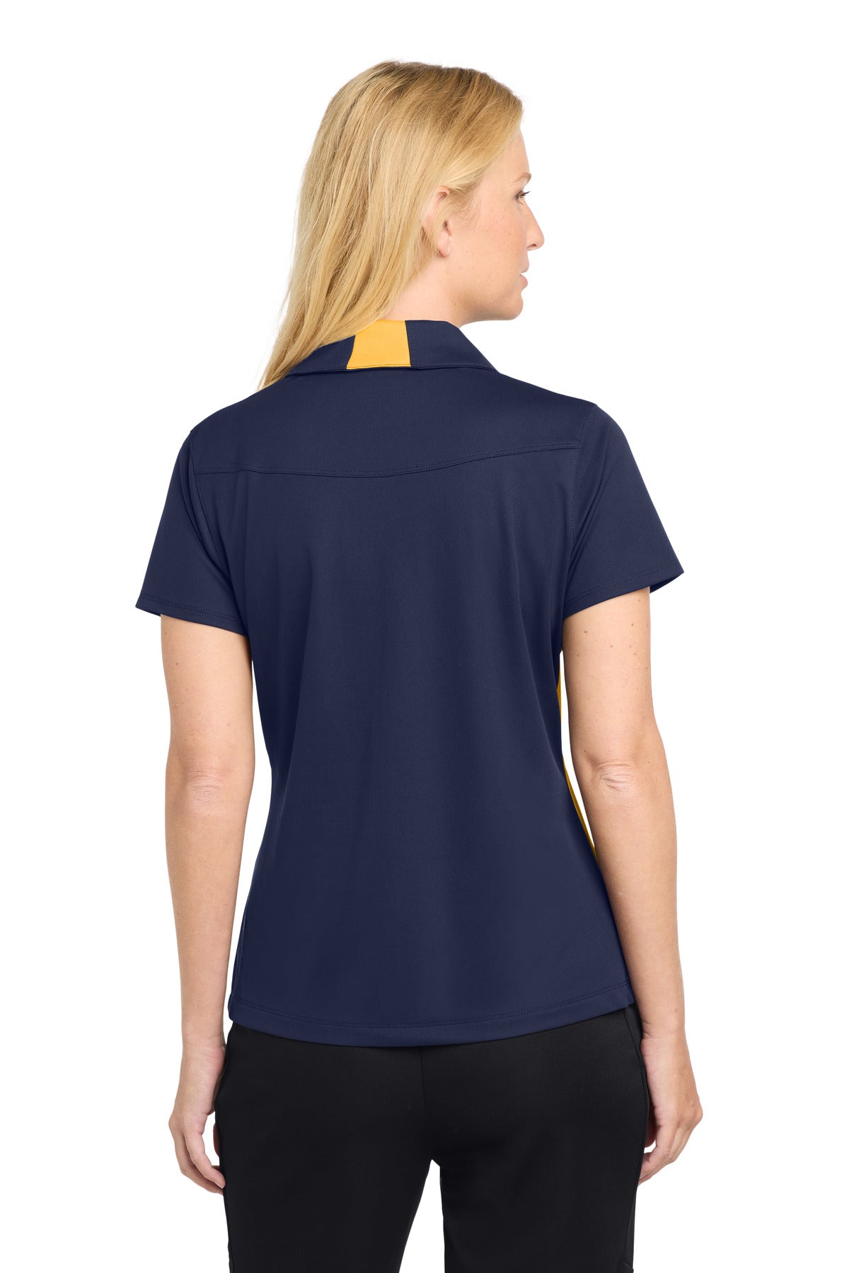 Sport-Tek Women's Side Blocked Micropique Sport-Wick Polo - True Navy/ Gold