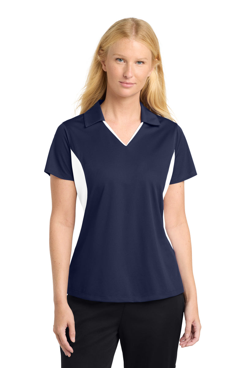Sport-Tek Women's Side Blocked Micropique Sport-Wick Polo - True Navy/ White
