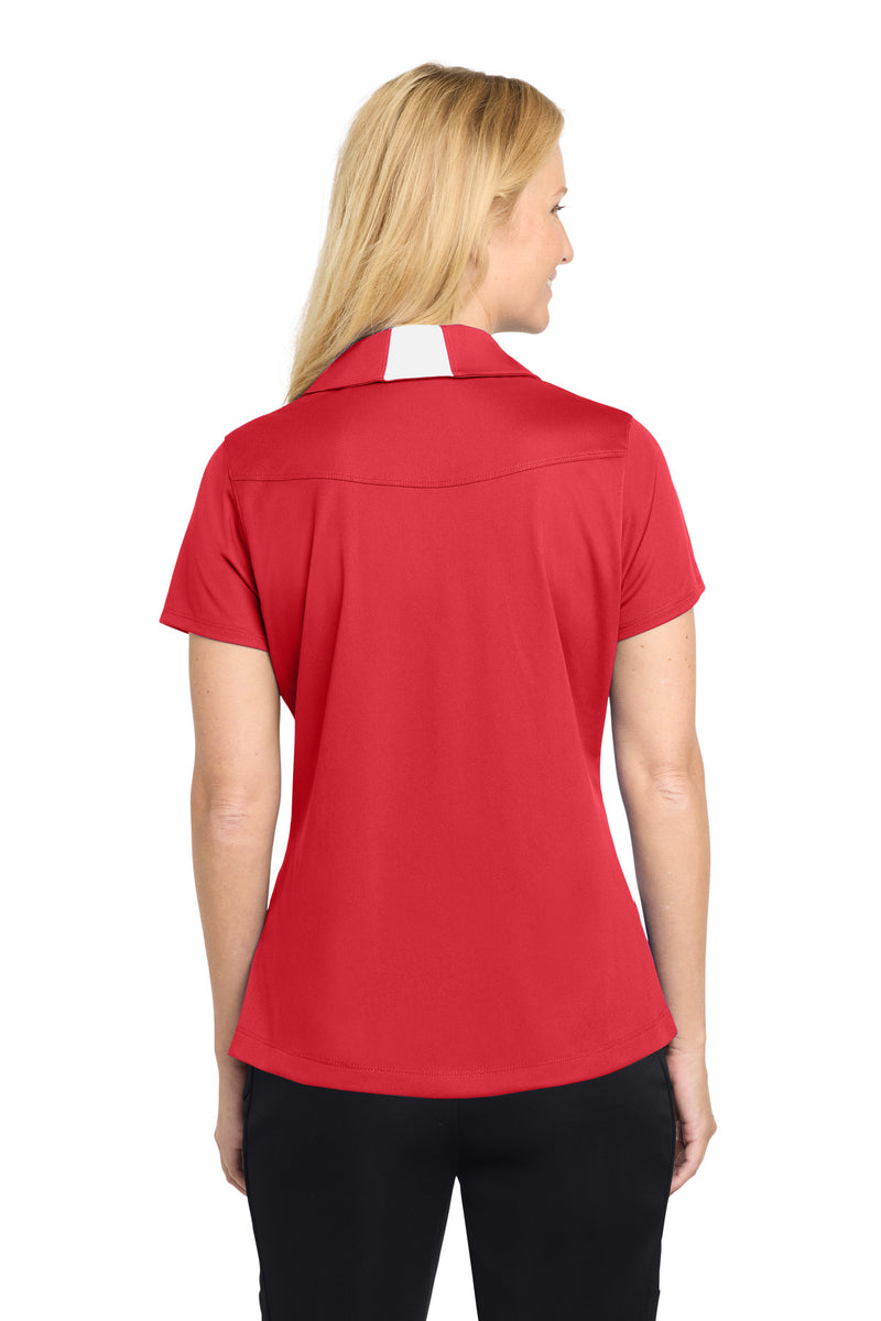Sport-Tek Women's Side Blocked Micropique Sport-Wick Polo - True Red/ White