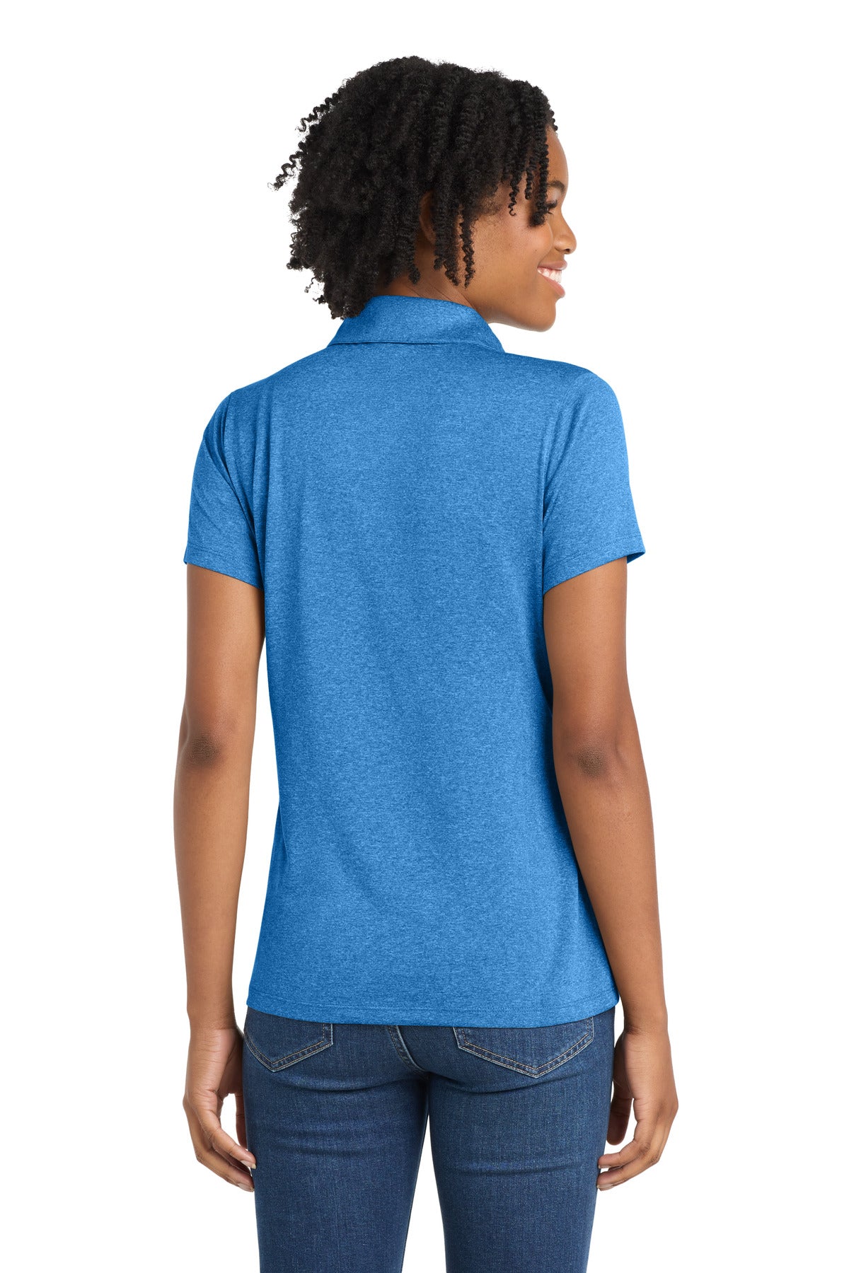 Sport-Tek Women's Heather Contender Polo - Blue Wake Heather