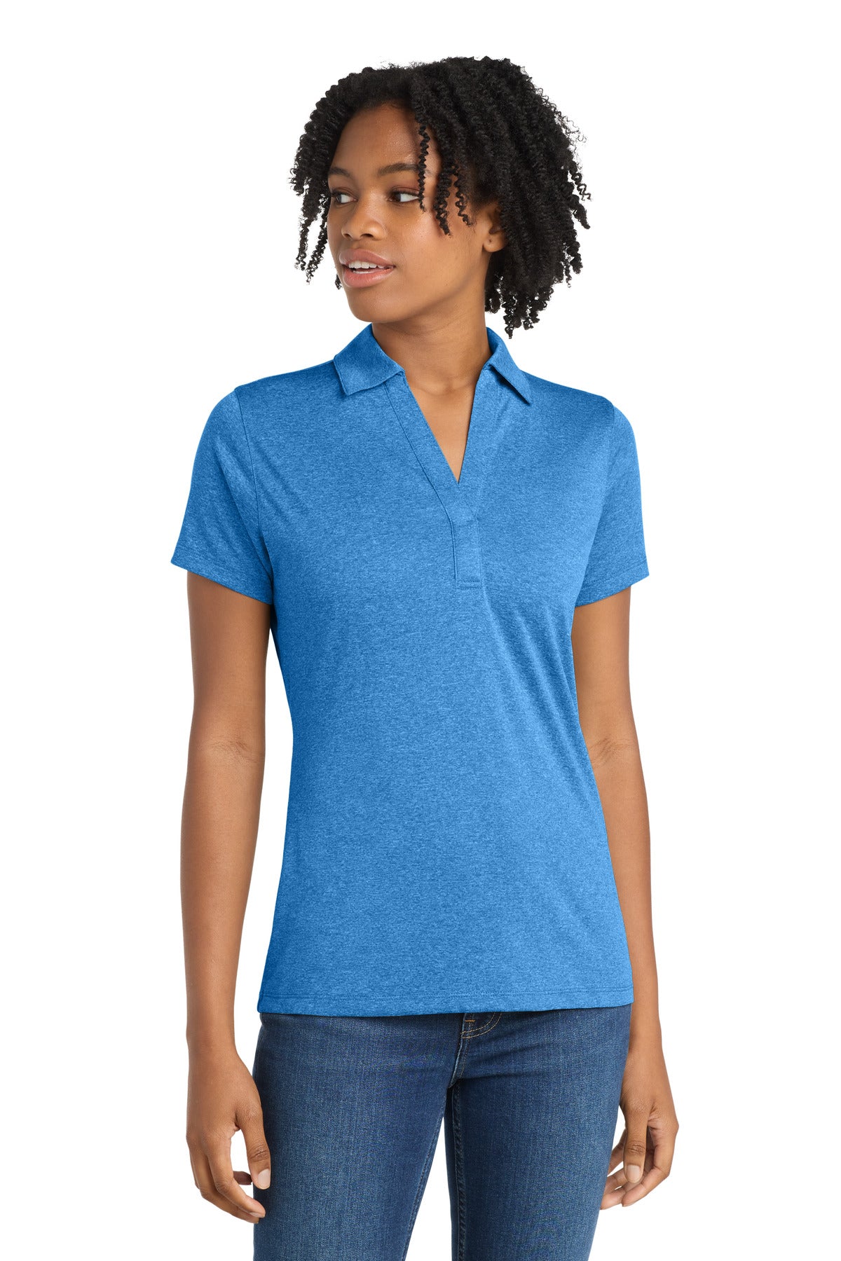 Sport-Tek Women's Heather Contender Polo - Blue Wake Heather