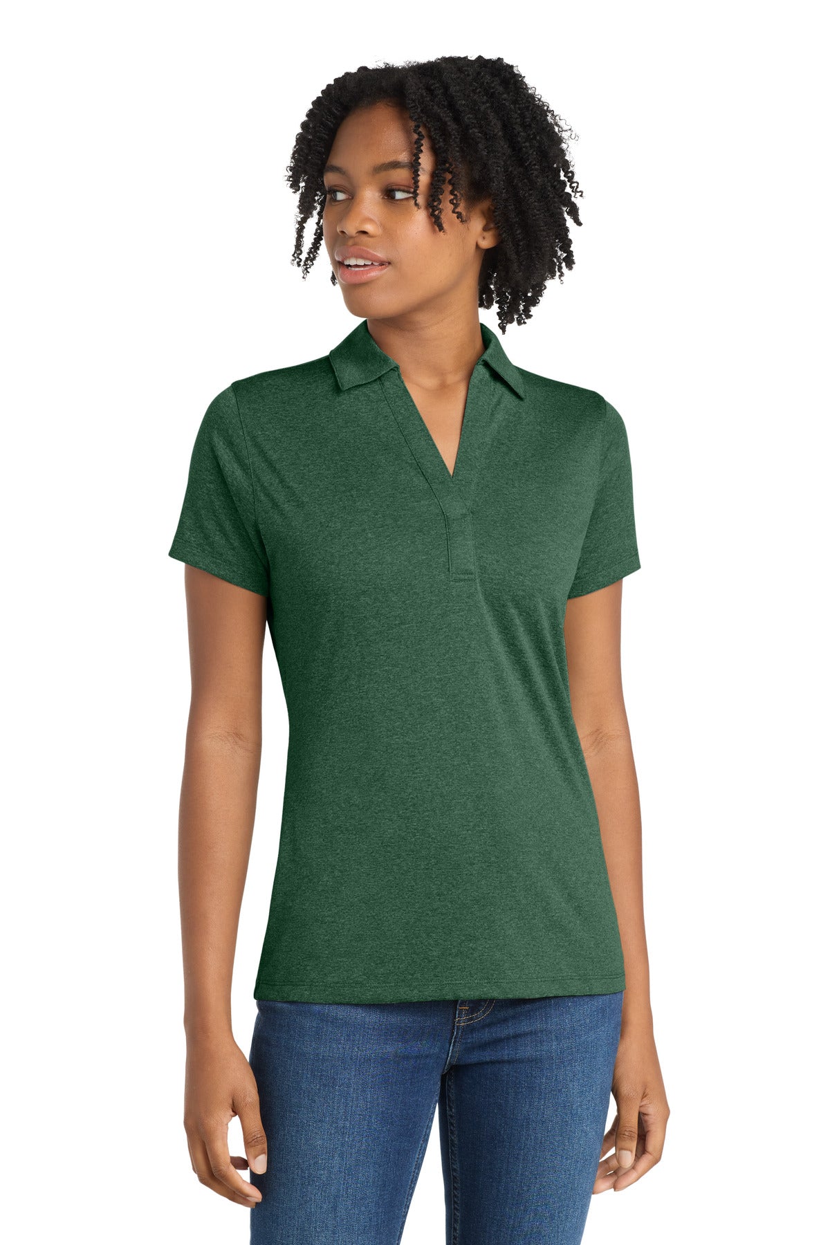 Sport-Tek Women's Heather Contender Polo - Forest Green Heather