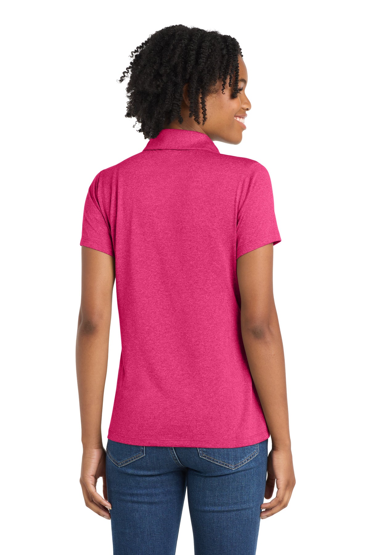 Sport-Tek Women's Heather Contender Polo - Pink Raspberry Heather