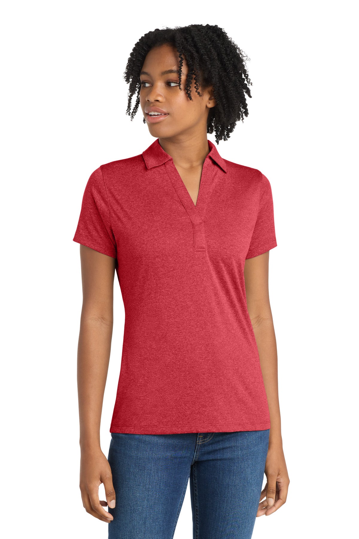 Sport-Tek Women's Heather Contender Polo - Scarlet Heather
