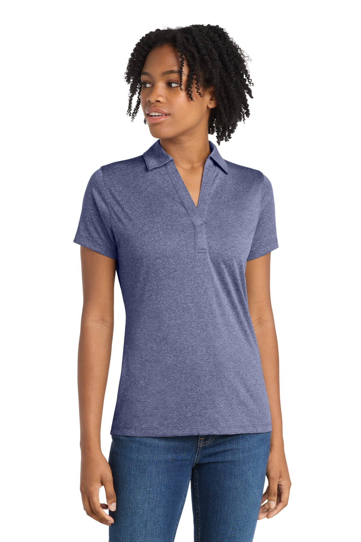 Sport-Tek Women's Heather Contender Polo - True Navy Heather