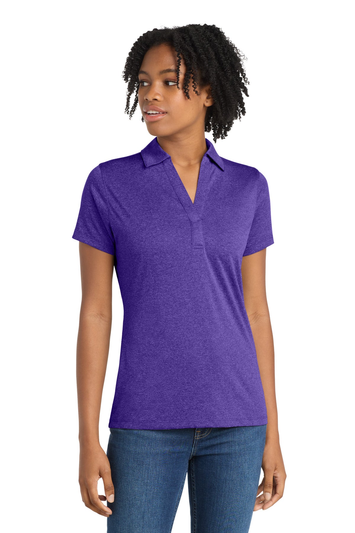 Sport-Tek Women's Heather Contender Polo - Varsity Purple Heather