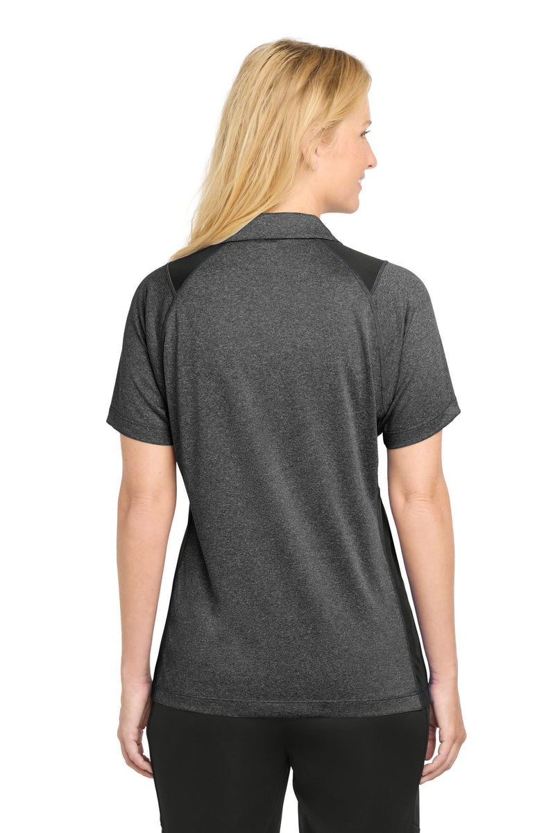 Sport-Tek Women's Heather Colorblock Contender Polo - Graphite Heather/ Black