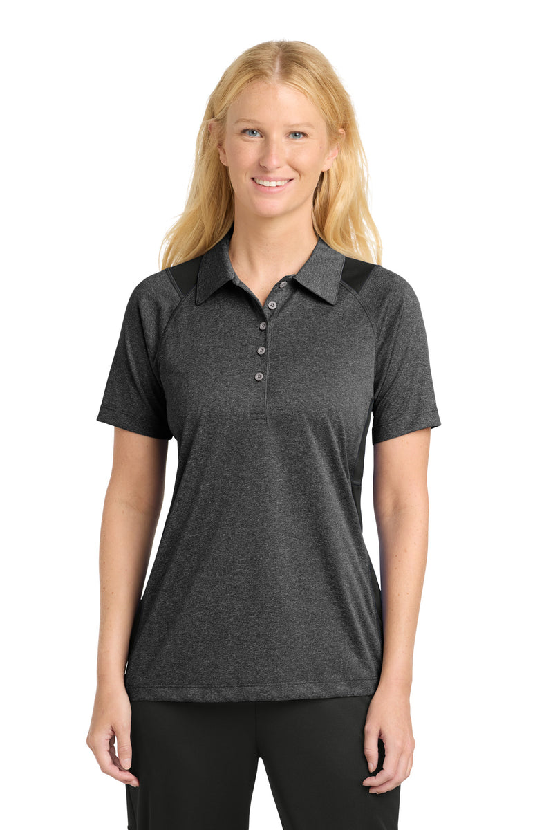 Sport-Tek Women's Heather Colorblock Contender Polo - Graphite Heather/ Black