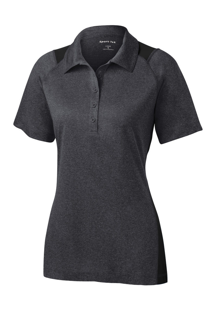 Sport-Tek Women's Heather Colorblock Contender Polo - Graphite Heather/ Black