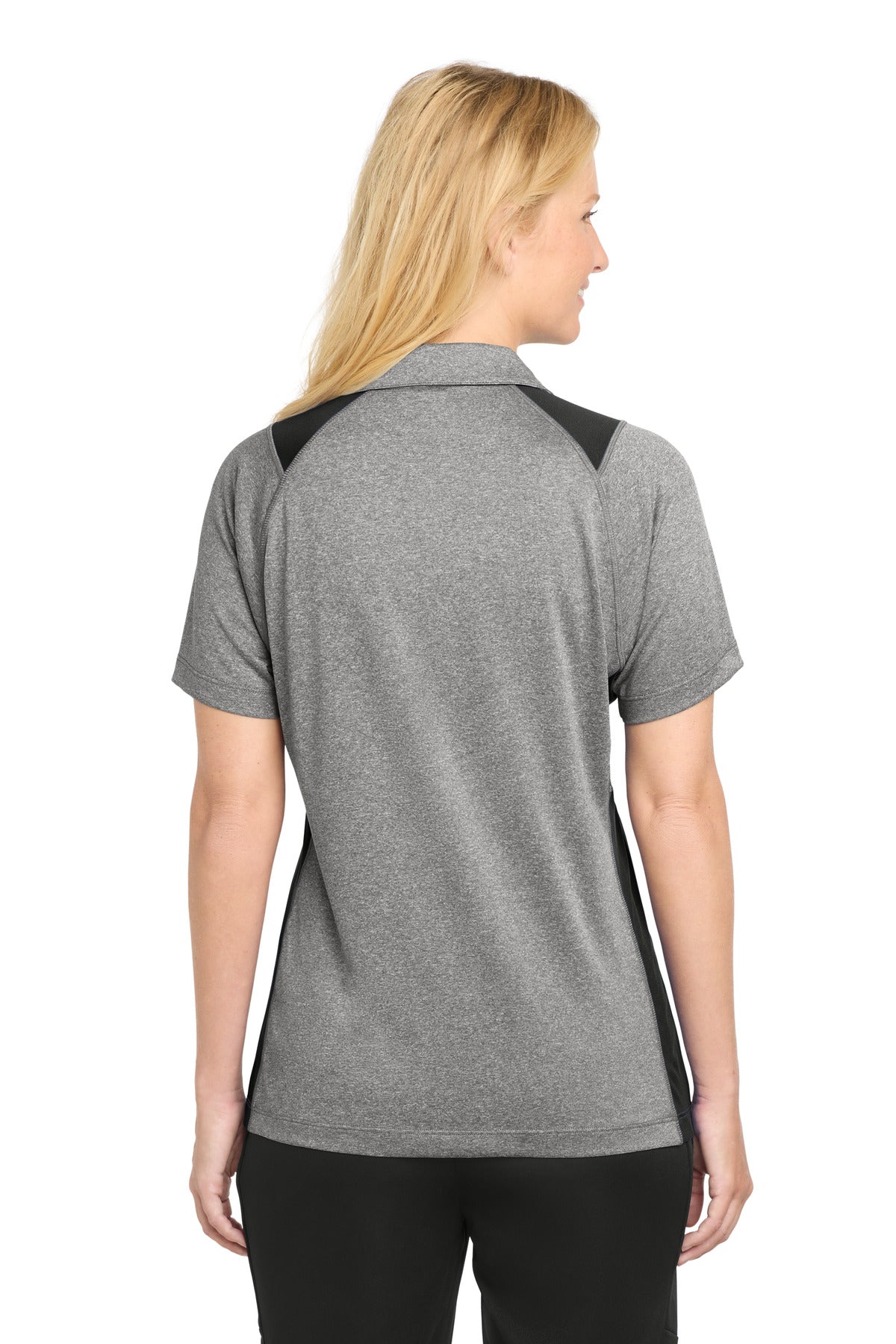 Sport-Tek Women's Heather Colorblock Contender Polo - Vintage Heather/ Black
