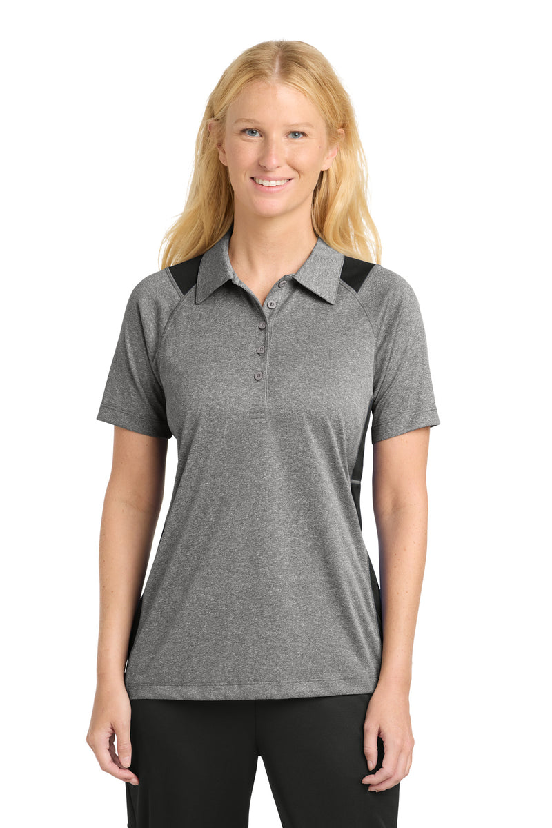 Sport-Tek Women's Heather Colorblock Contender Polo - Vintage Heather/ Black