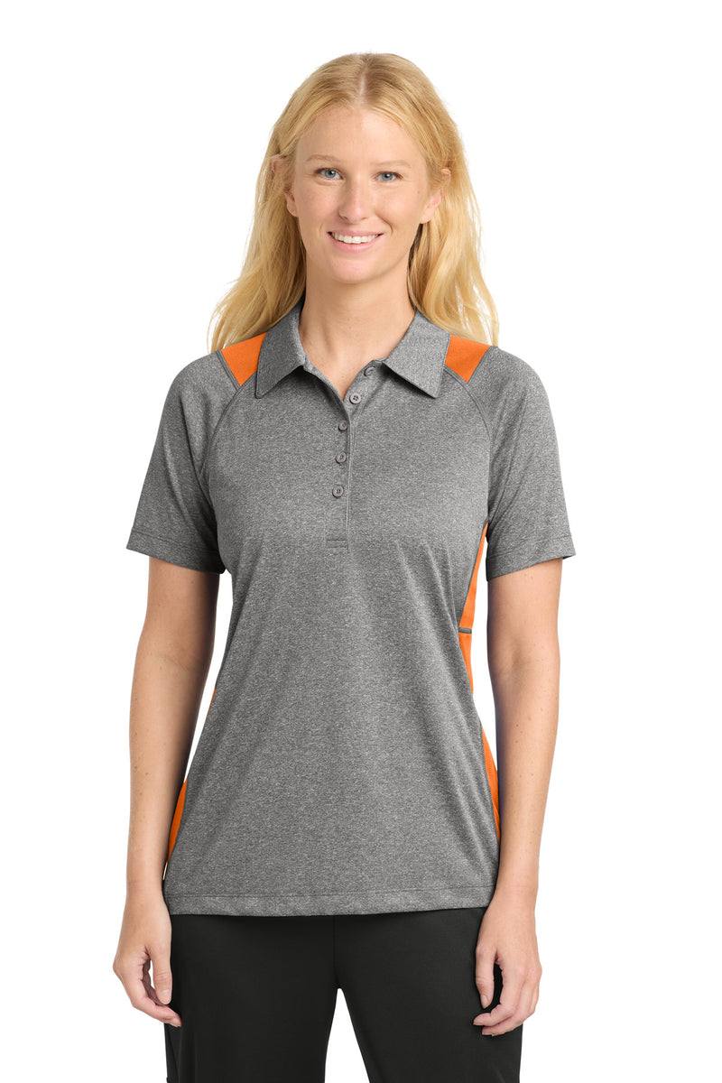 Sport-Tek Women's Heather Colorblock Contender Polo - Vintage Heather/ Deep Orange