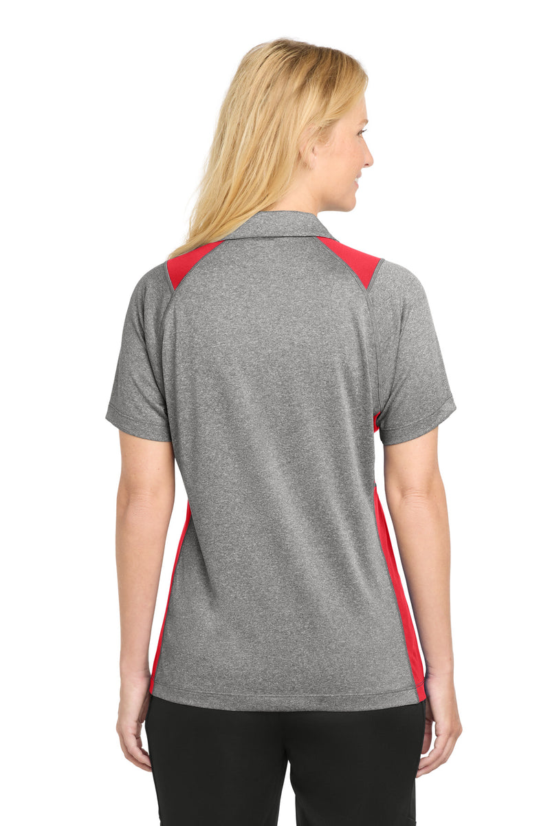 Sport-Tek Women's Heather Colorblock Contender Polo - Vintage Heather/ True Red