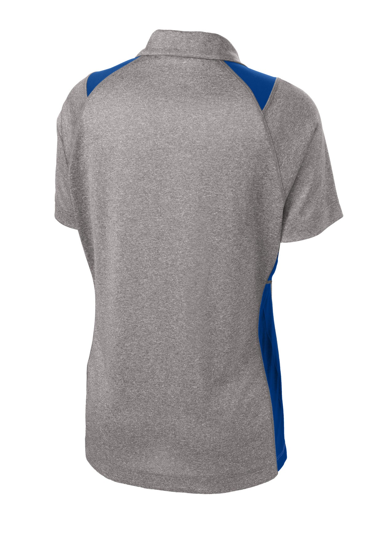 Sport-Tek Women's Heather Colorblock Contender Polo - Vintage Heather/ True Royal