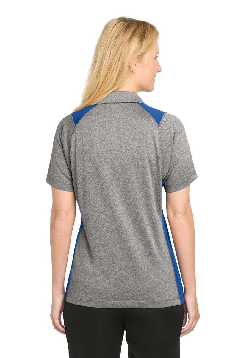Sport-Tek Women's Heather Colorblock Contender Polo - Vintage Heather/ True Royal