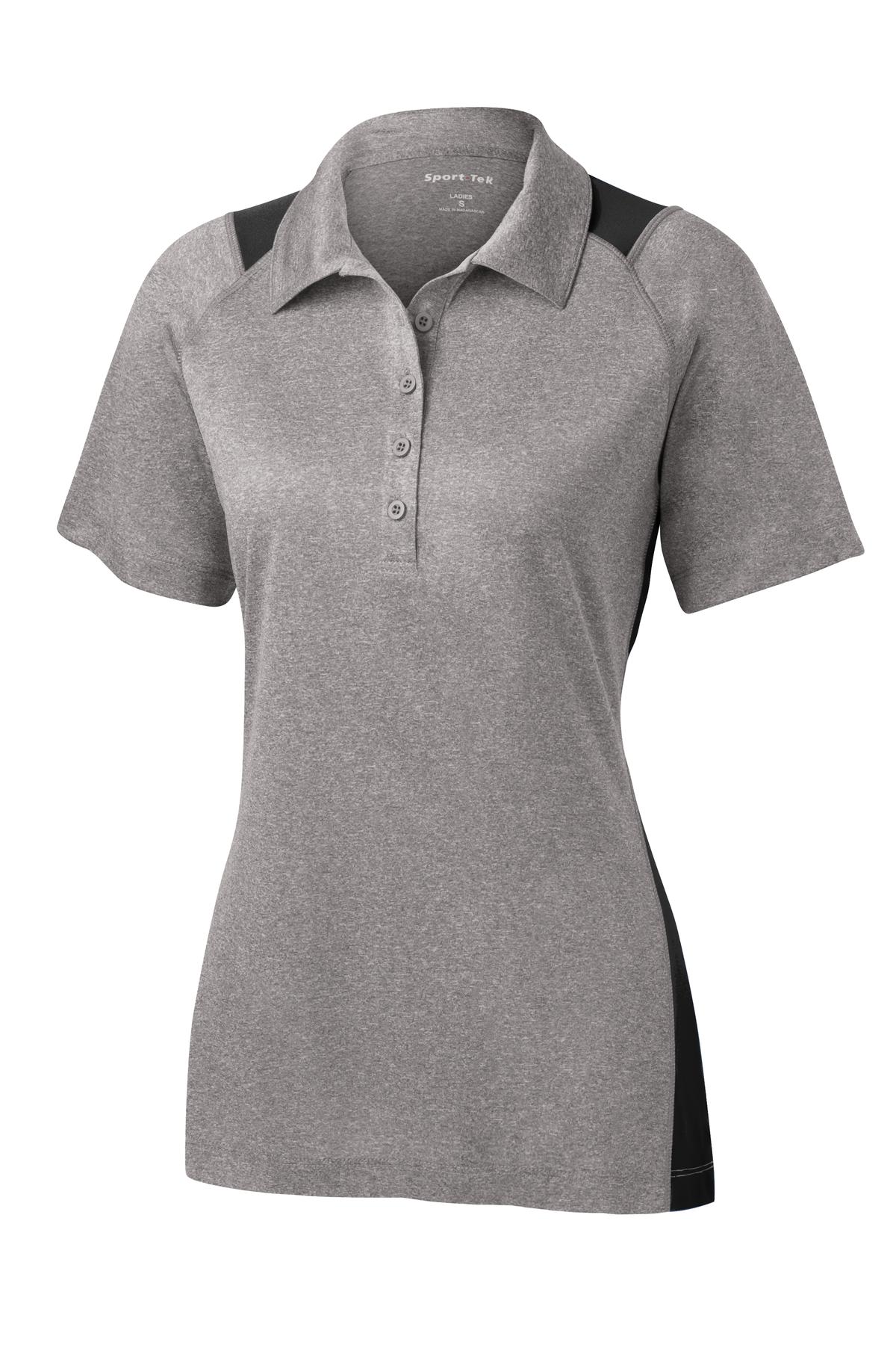Sport-Tek Women's Heather Colorblock Contender Polo - Vintage Heather/ Black