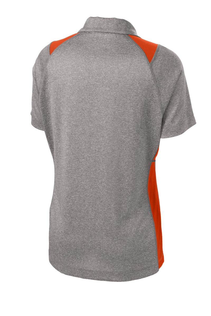 Sport-Tek Women's Heather Colorblock Contender Polo - Vintage Heather/ Deep Orange