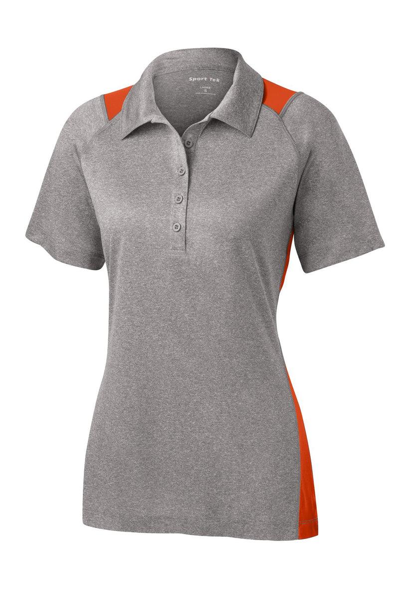 Sport-Tek Women's Heather Colorblock Contender Polo - Vintage Heather/ Deep Orange