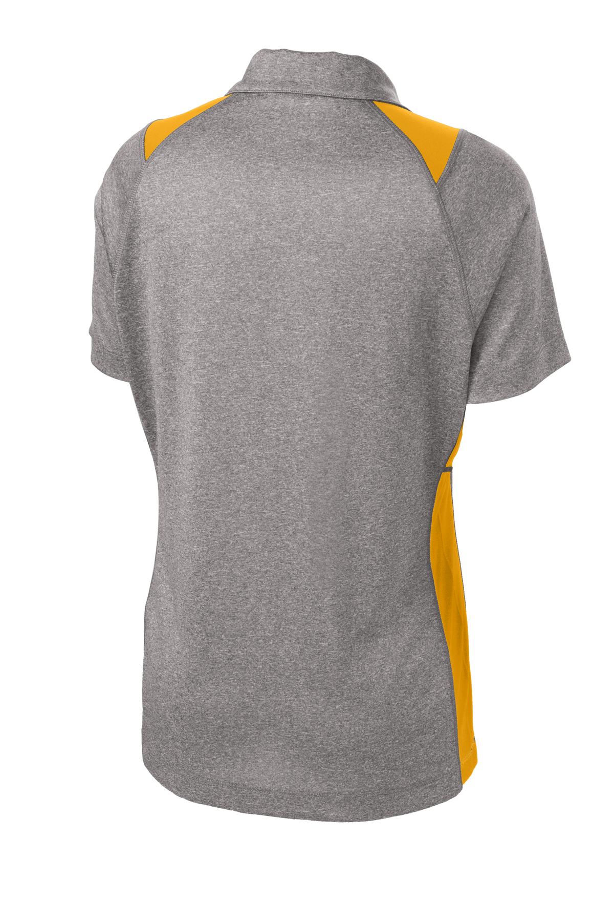 Sport-Tek Women's Heather Colorblock Contender Polo - Vintage Heather/ Gold