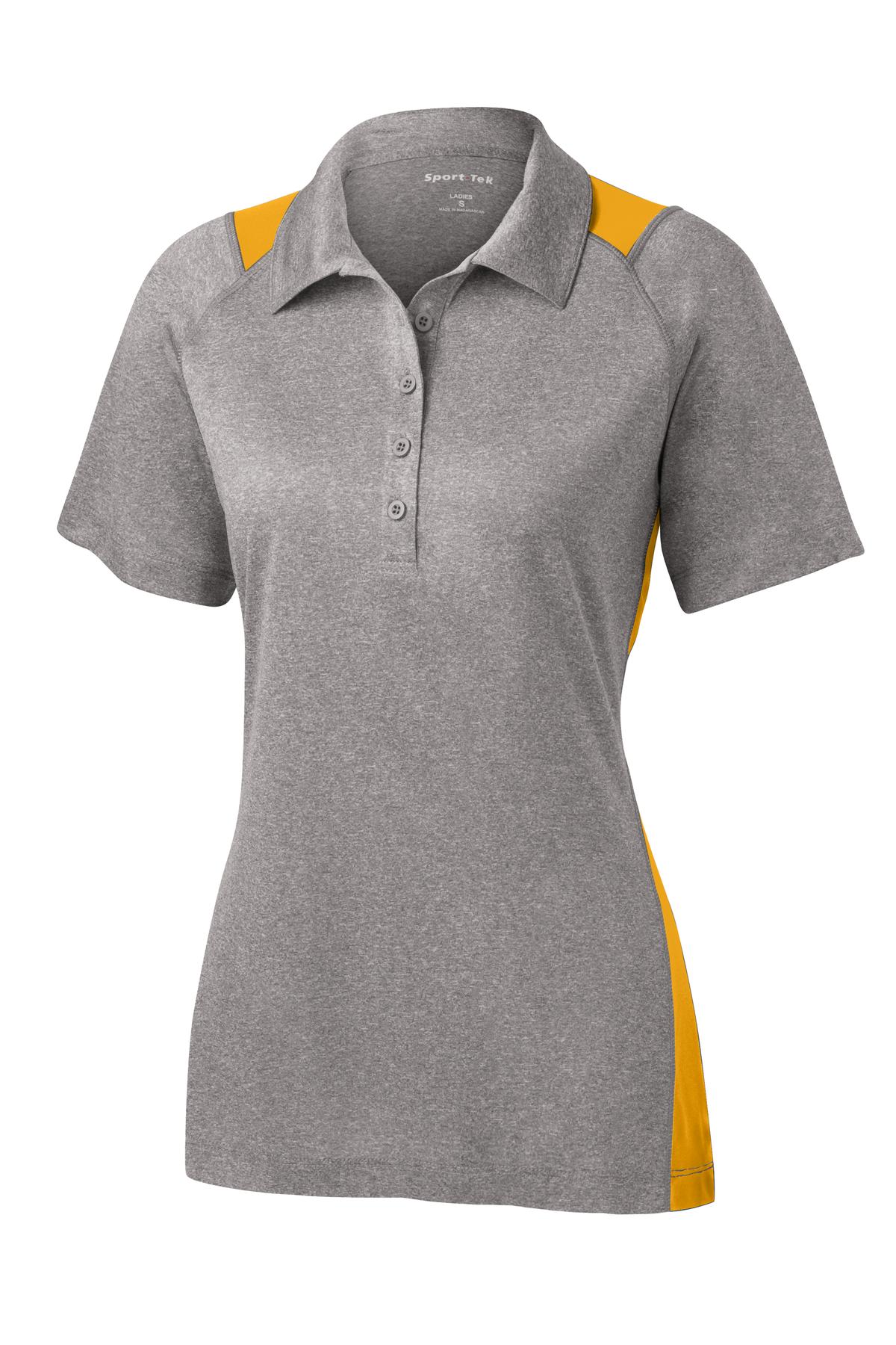 Sport-Tek Women's Heather Colorblock Contender Polo - Vintage Heather/ Gold