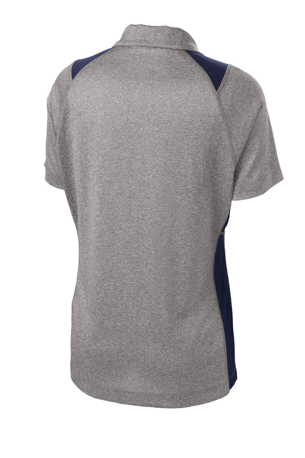 Sport-Tek Women's Heather Colorblock Contender Polo - Vintage Heather/ True Navy