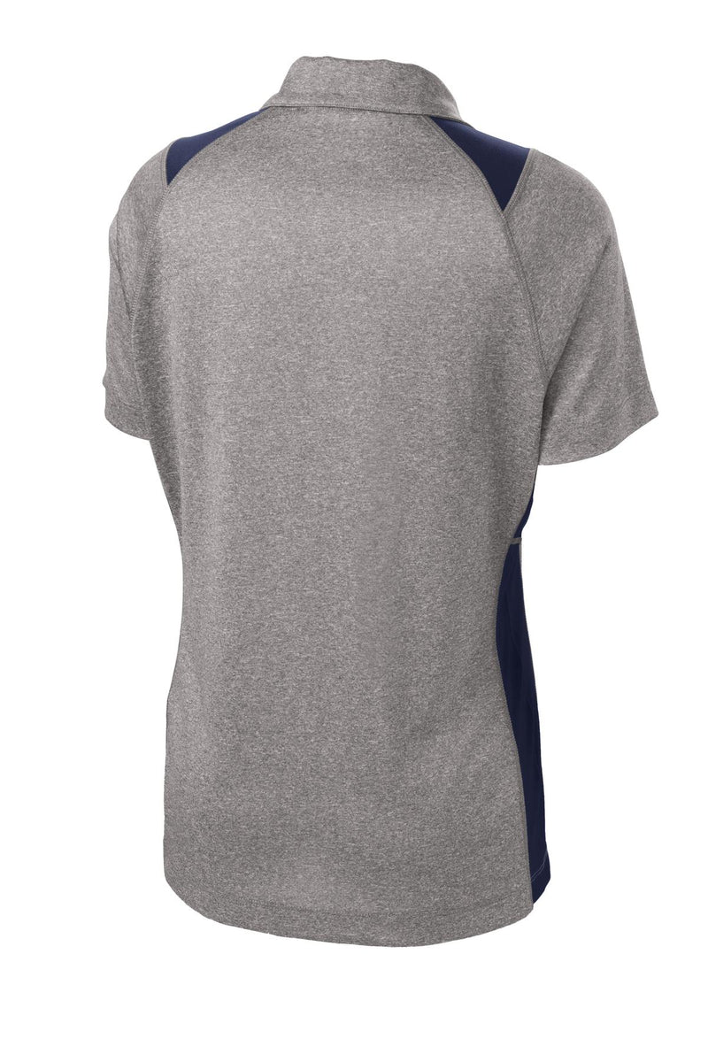 Sport-Tek Women's Heather Colorblock Contender Polo - Vintage Heather/ True Navy