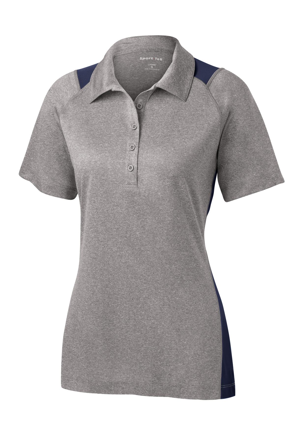 Sport-Tek Women's Heather Colorblock Contender Polo - Vintage Heather/ True Navy