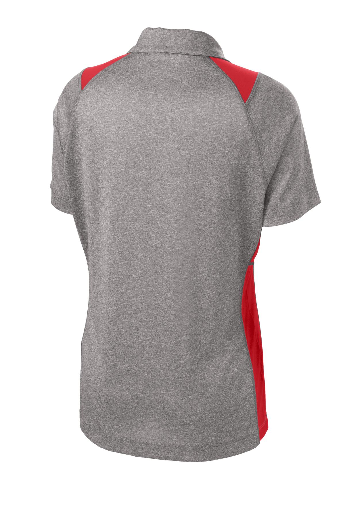Sport-Tek Women's Heather Colorblock Contender Polo - Vintage Heather/ True Red