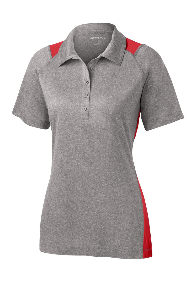 Sport-Tek Women's Heather Colorblock Contender Polo - Vintage Heather/ True Red