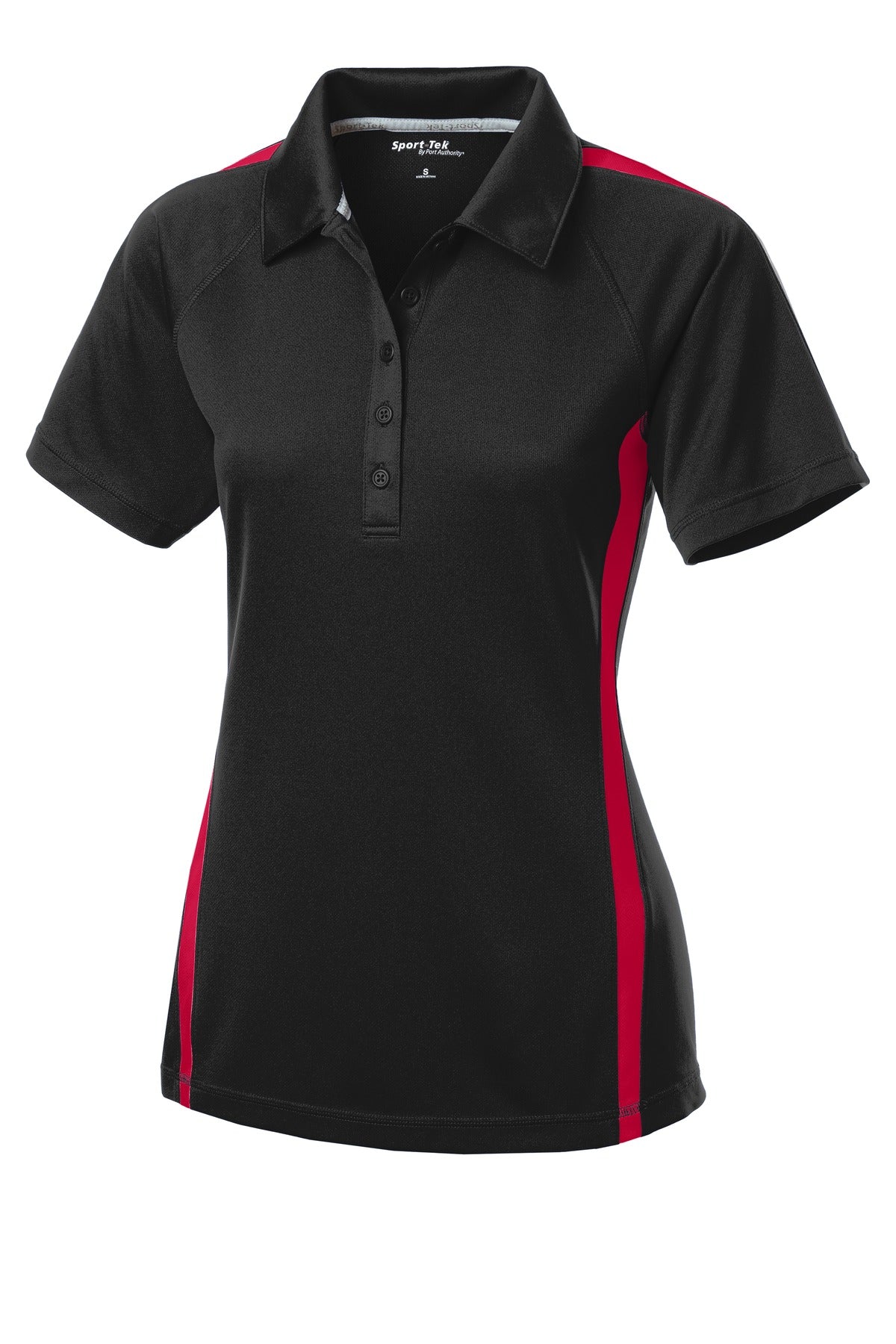 Sport-Tek Women's PosiCharge Micro-Mesh Colorblock Polo - Black/ Red