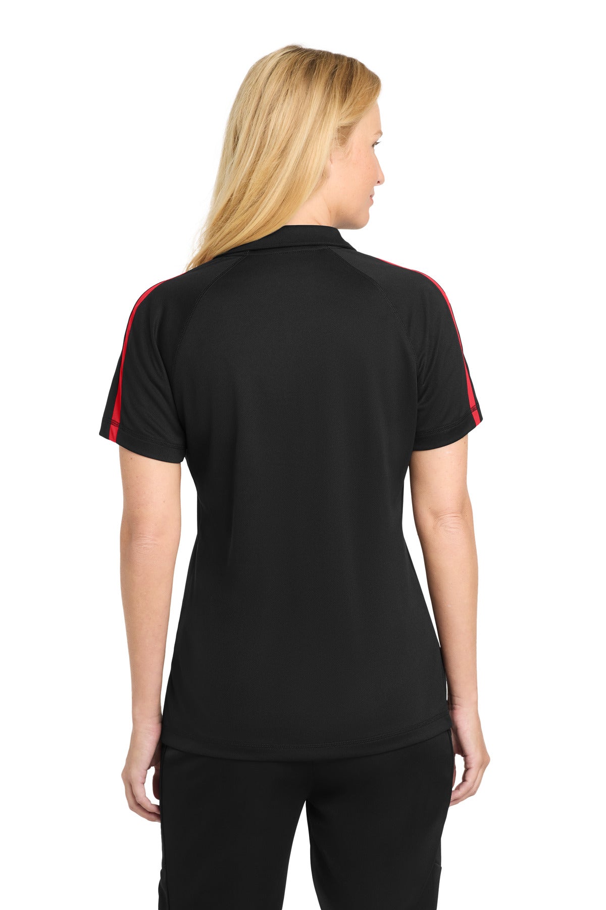 Sport-Tek Women's PosiCharge Micro-Mesh Colorblock Polo - Black/ Red