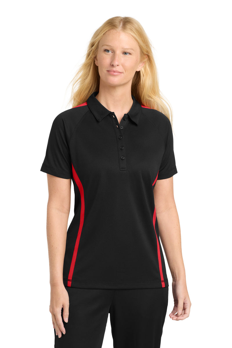 Sport-Tek Women's PosiCharge Micro-Mesh Colorblock Polo - Black/ Red