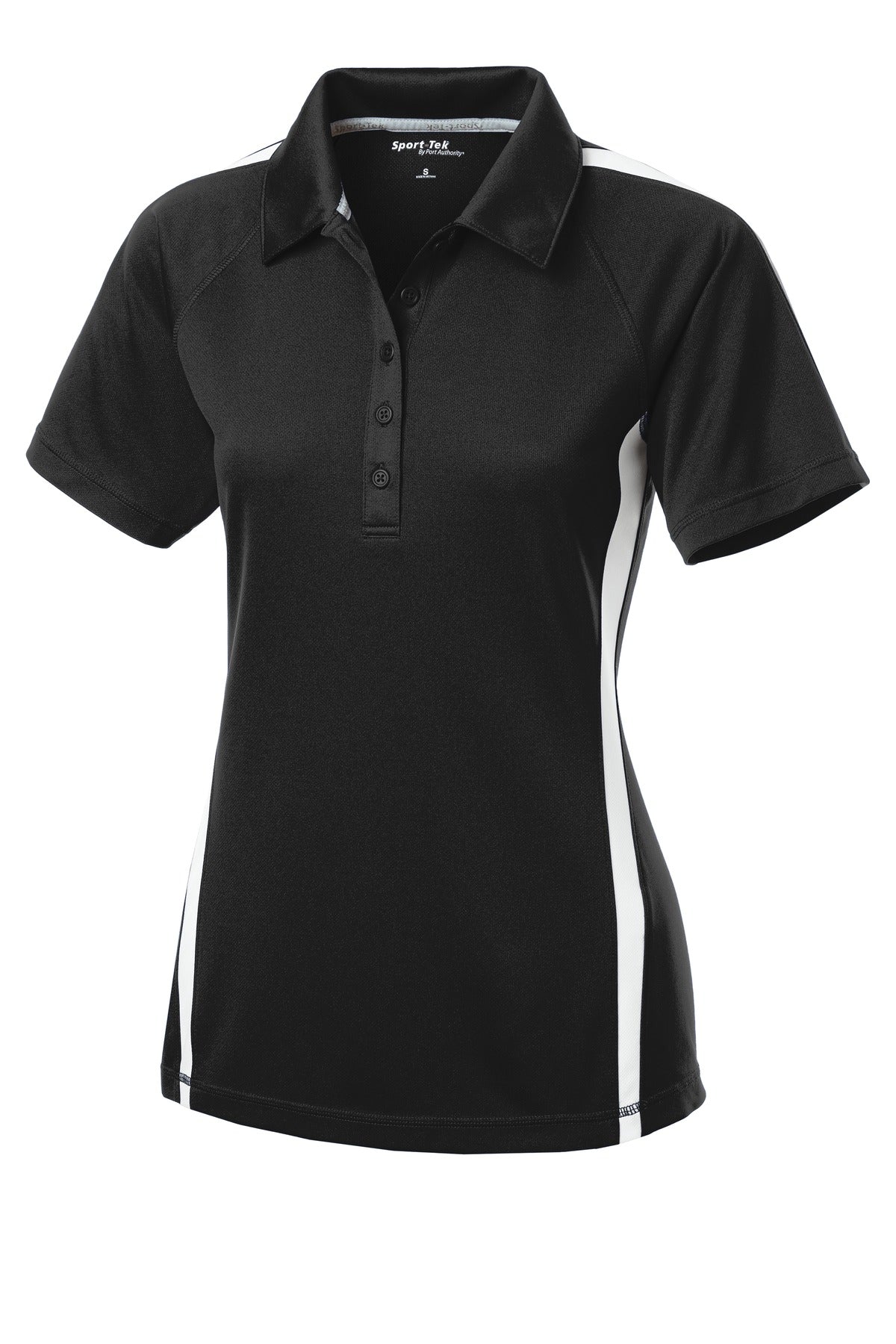 Sport-Tek Women's PosiCharge Micro-Mesh Colorblock Polo - Black/ White