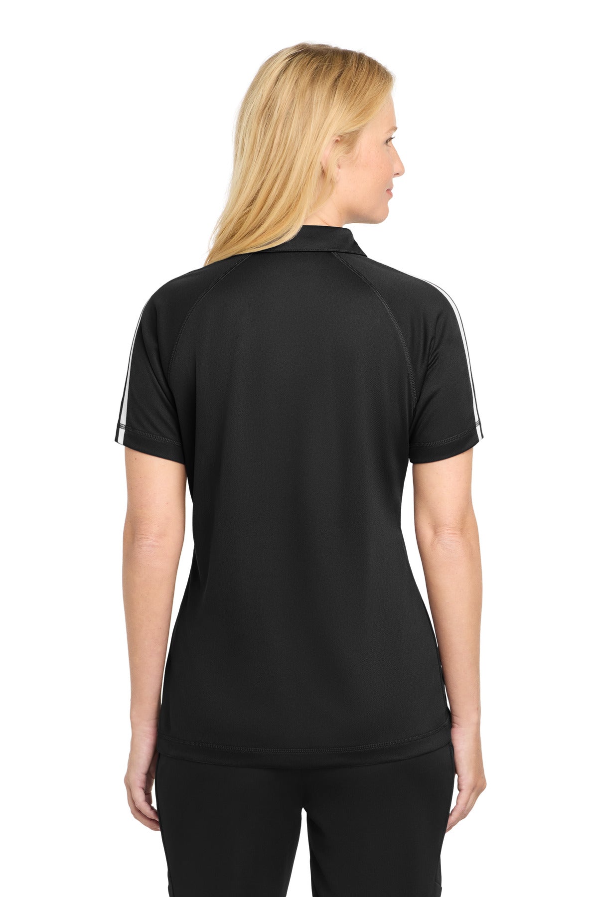 Sport-Tek Women's PosiCharge Micro-Mesh Colorblock Polo - Black/ White