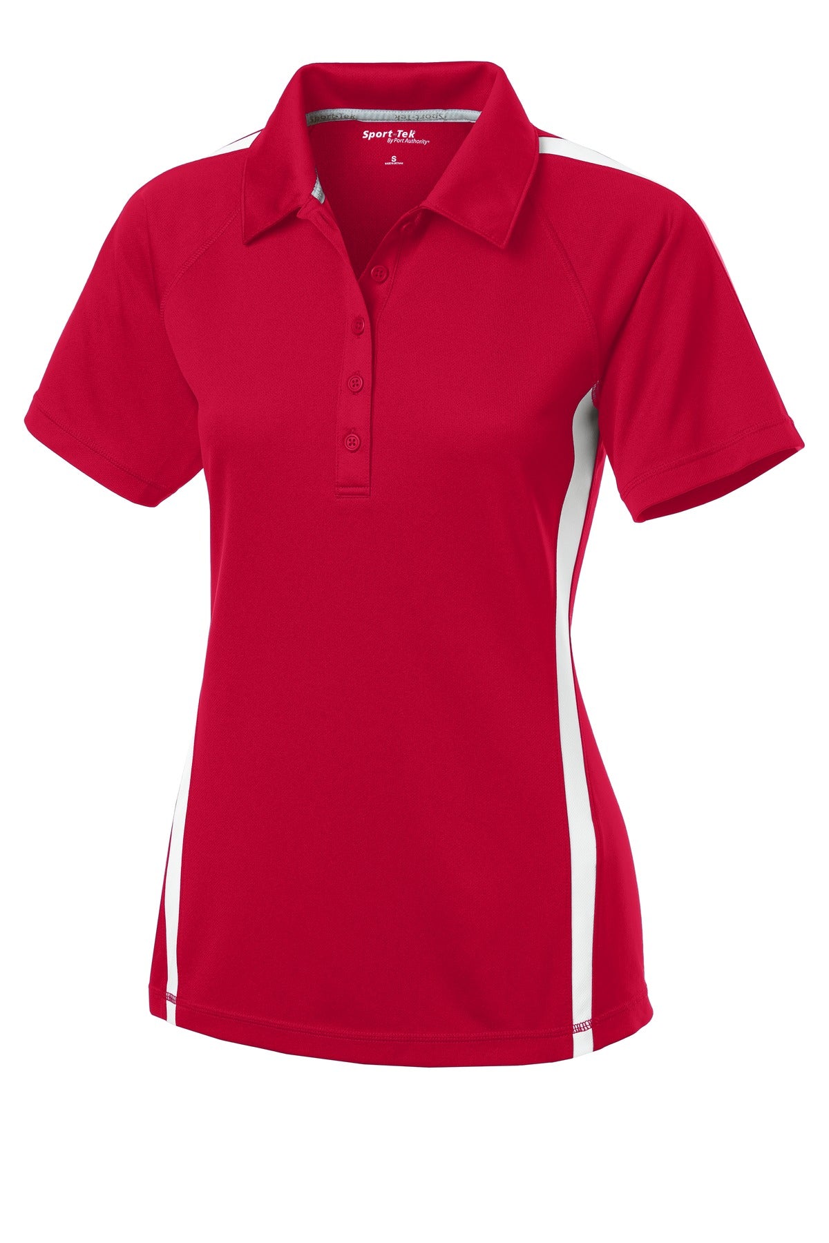 Sport-Tek Women's PosiCharge Micro-Mesh Colorblock Polo - True Red/ White