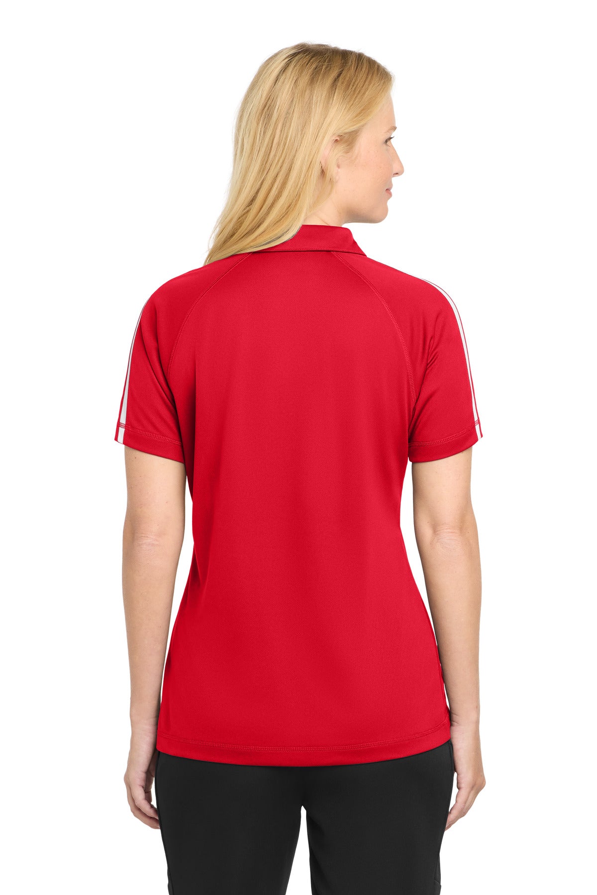 Sport-Tek Women's PosiCharge Micro-Mesh Colorblock Polo - True Red/ White