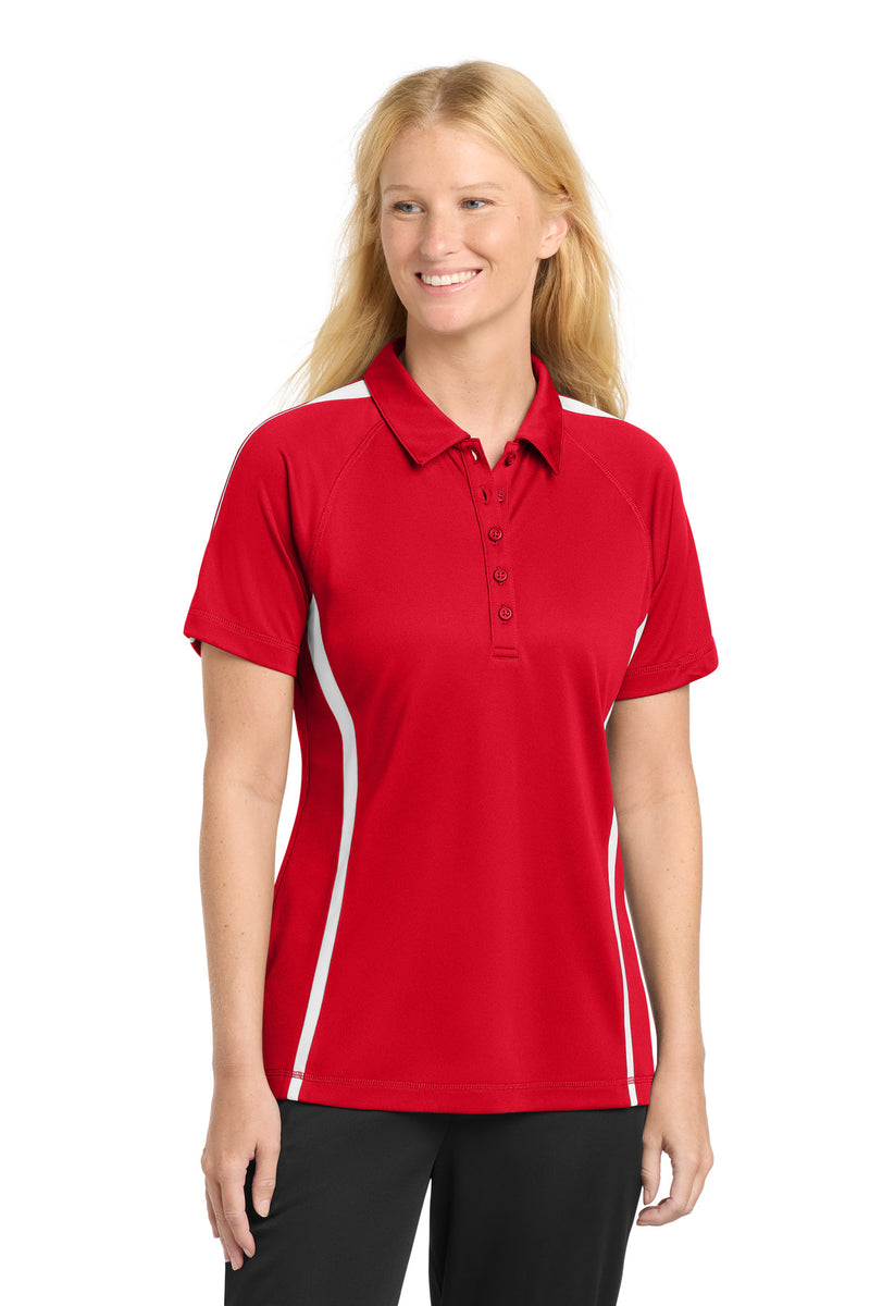 Sport-Tek Women's PosiCharge Micro-Mesh Colorblock Polo - True Red/ White