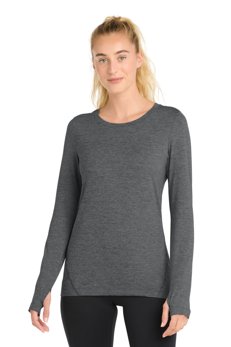 Sport-Tek  Women's Exchange 1.5 Long Sleeve Crew - Graphite Heather