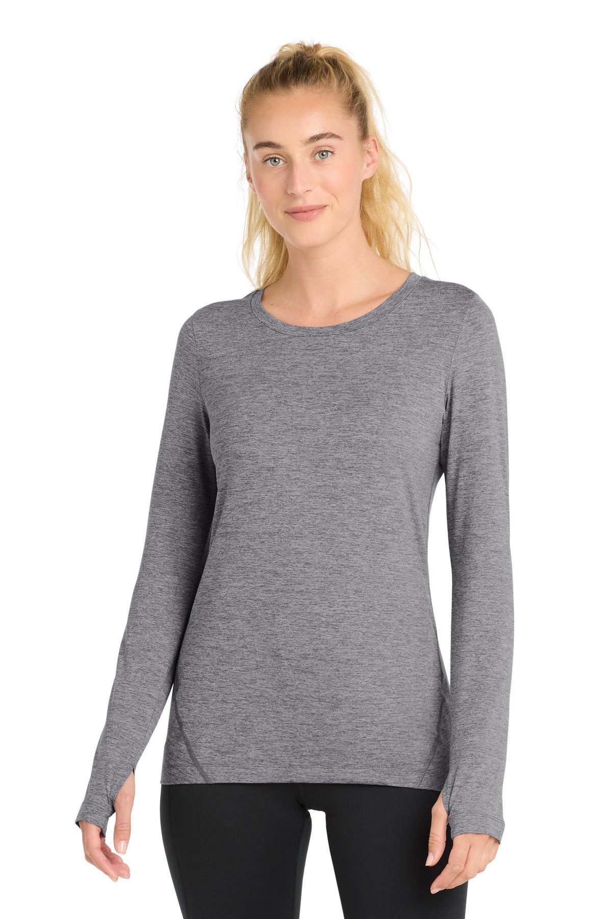 Sport-Tek  Women's Exchange 1.5 Long Sleeve Crew - Grey Heather