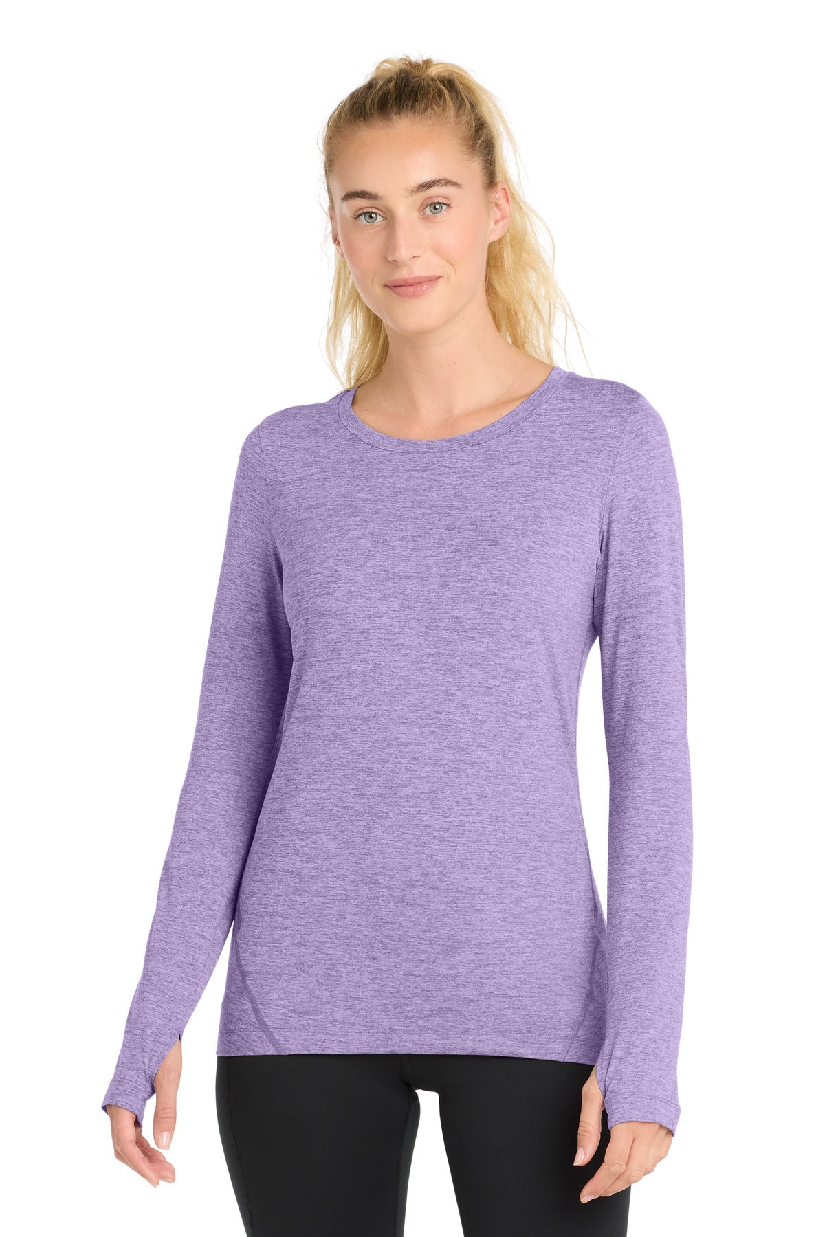 Sport-Tek  Women's Exchange 1.5 Long Sleeve Crew - Hyacinth Heather
