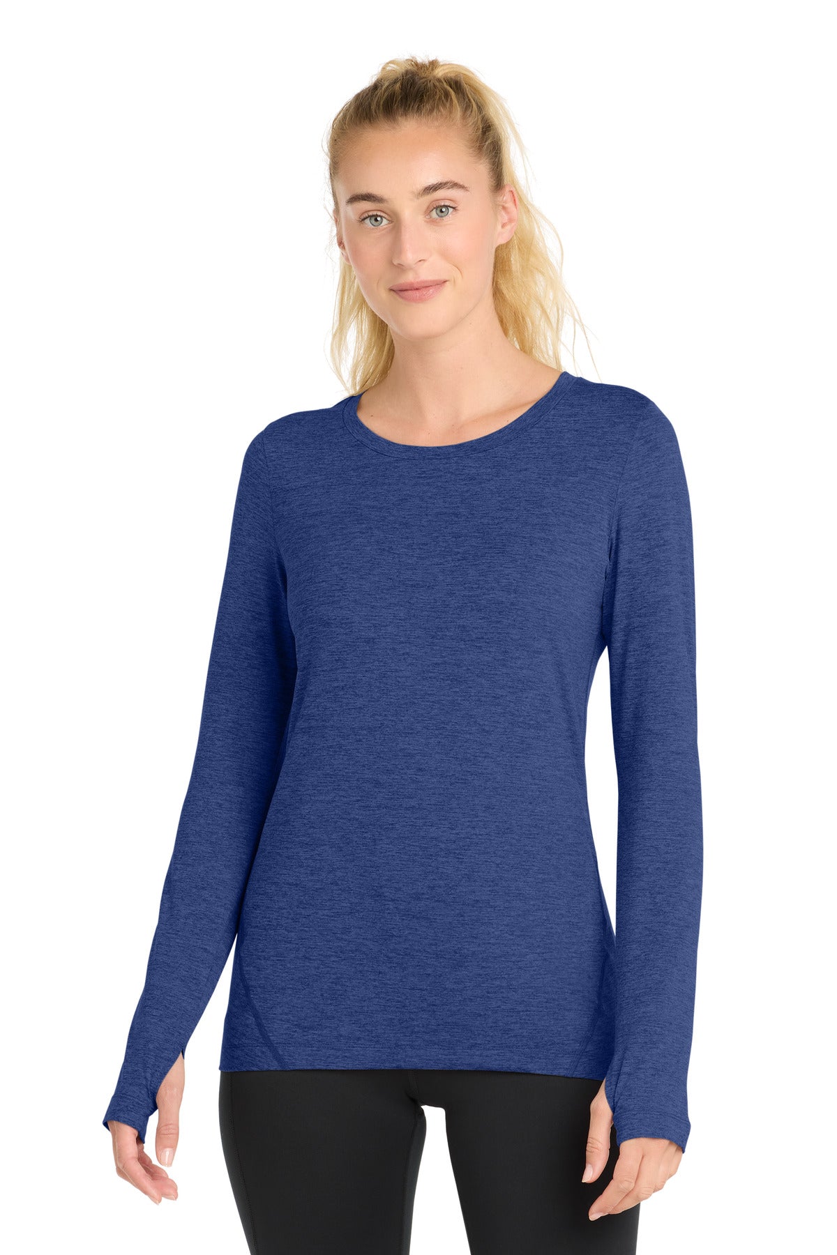 Sport-Tek  Women's Exchange 1.5 Long Sleeve Crew - True Royal Heather