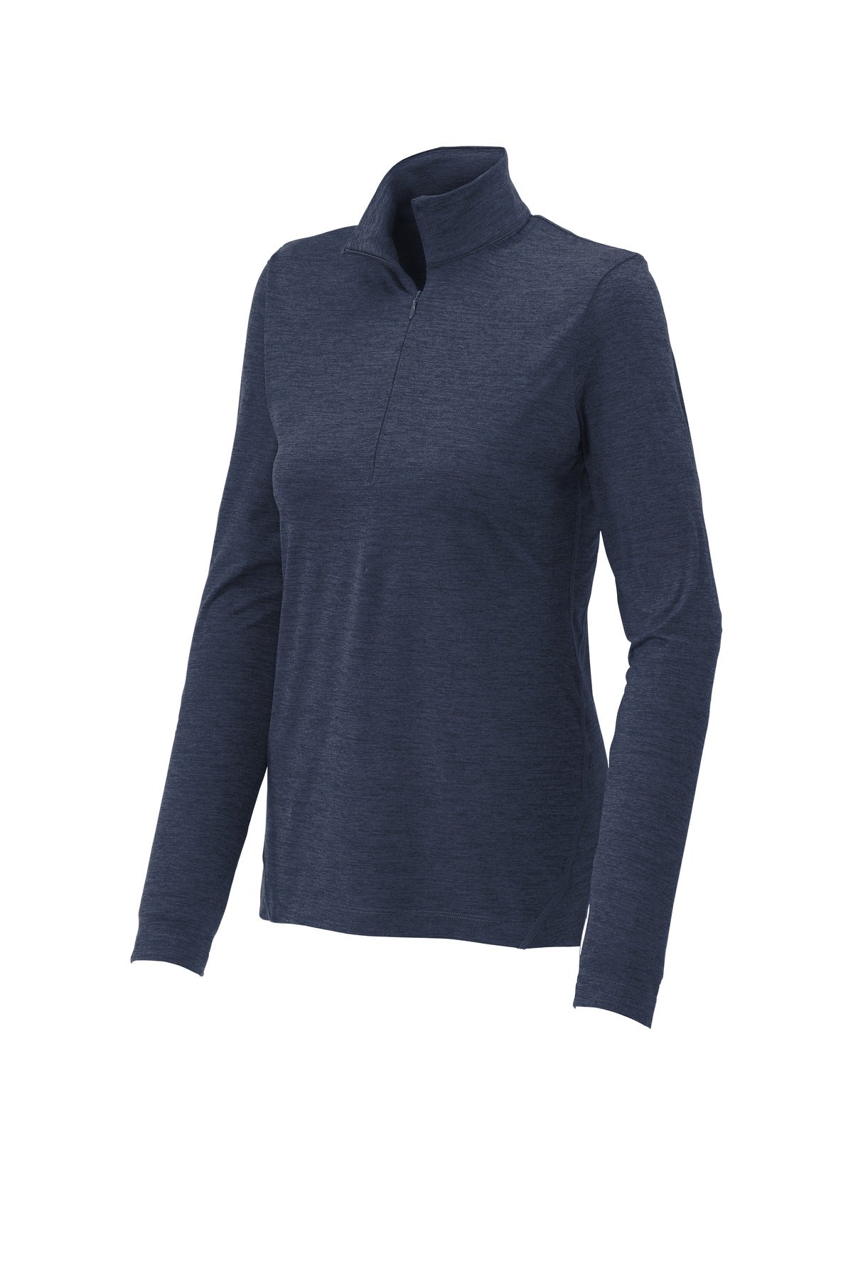 Sport-Tek Women's Exchange 1.5 Long Sleeve 1/2-Zip - Dark Denim Heather