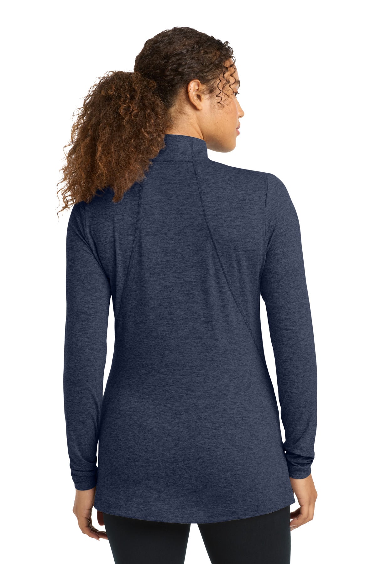 Sport-Tek Women's Exchange 1.5 Long Sleeve 1/2-Zip - Dark Denim Heather