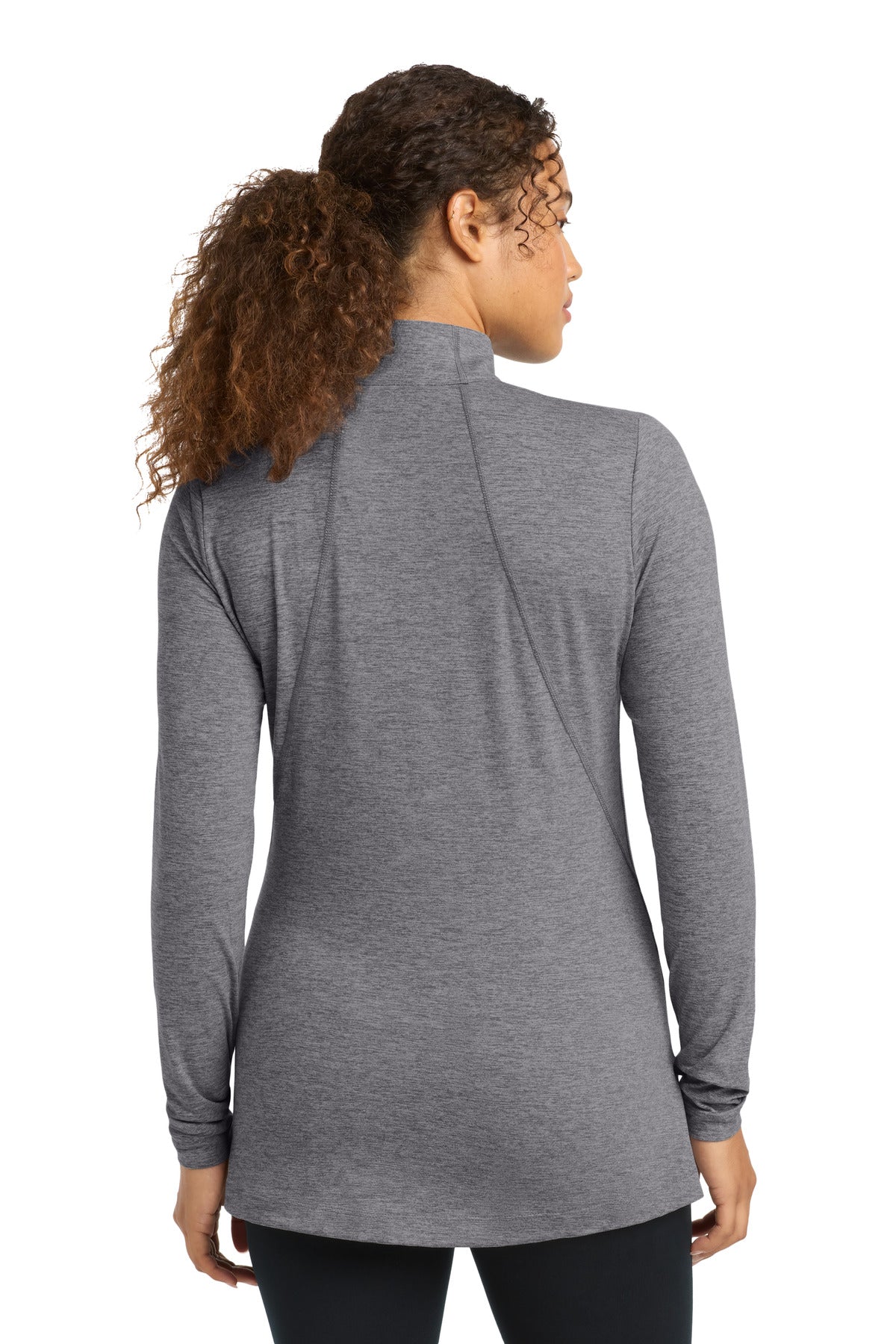 Sport-Tek Women's Exchange 1.5 Long Sleeve 1/2-Zip - Grey Heather