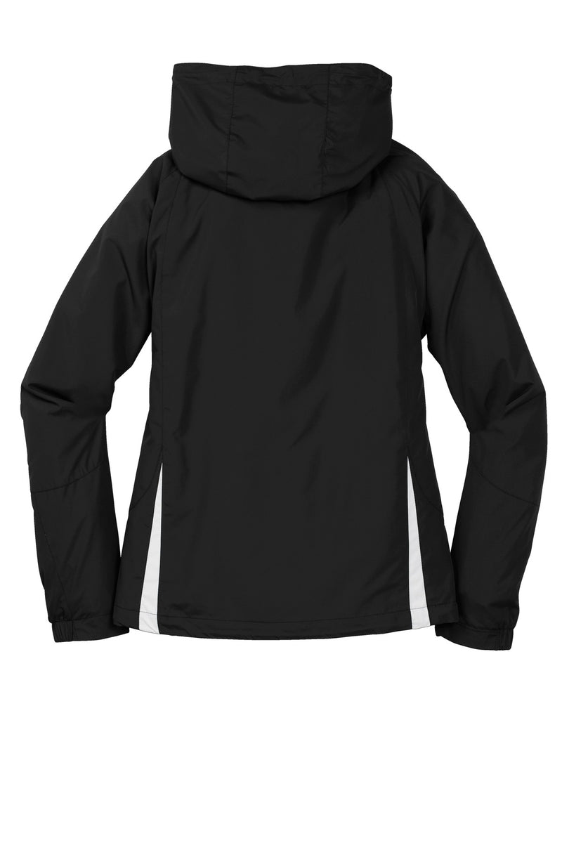Sport-Tek Women's Colorblock Hooded Raglan Jacket - Black/ White
