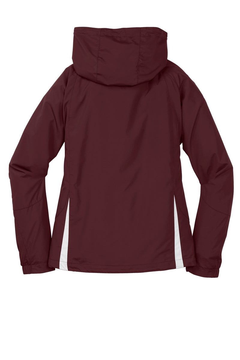 Sport-Tek Women's Colorblock Hooded Raglan Jacket - Maroon/ White