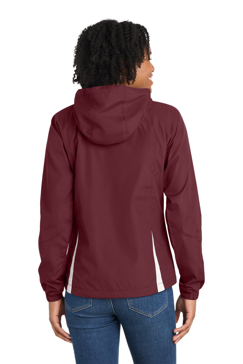 Sport-Tek Women's Colorblock Hooded Raglan Jacket - Maroon/ White