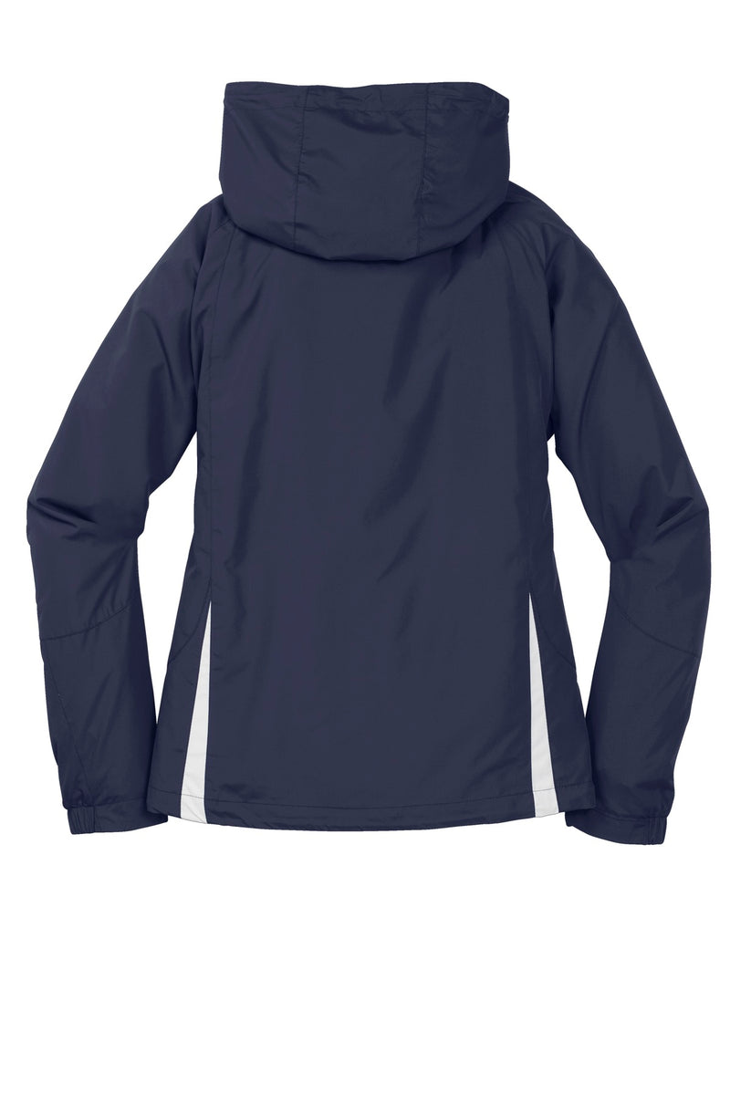 Sport-Tek Women's Colorblock Hooded Raglan Jacket - True Navy/ White