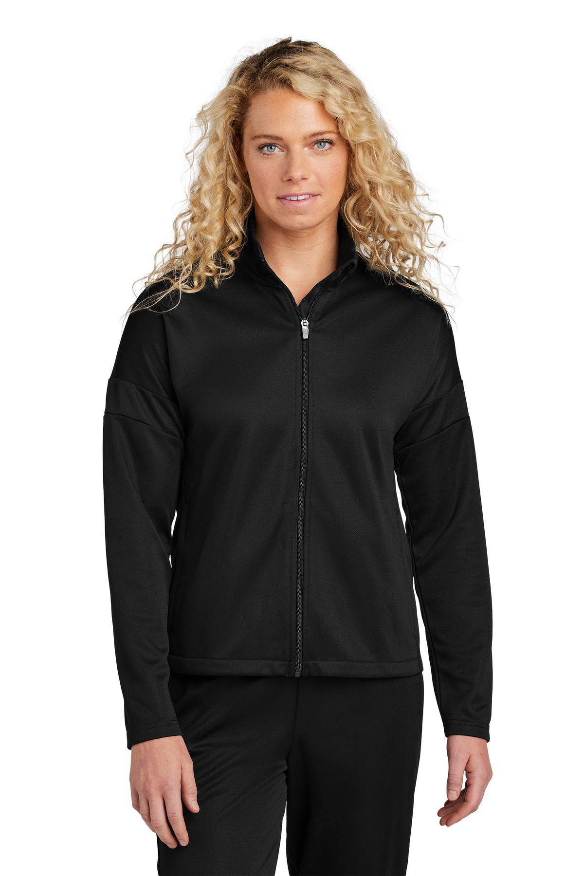 Sport-Tek Women's Travel Full-Zip Jacket - Black/ Black
