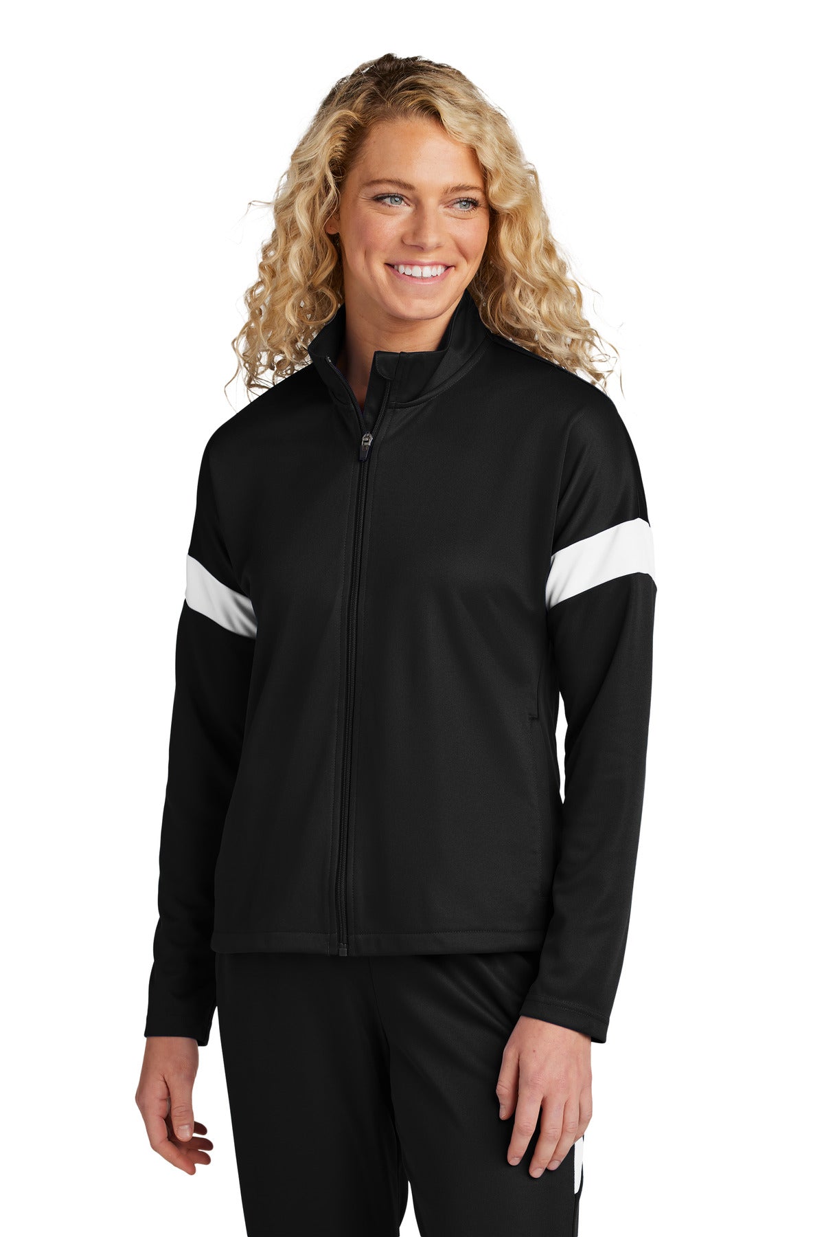 Sport-Tek Women's Travel Full-Zip Jacket - Black/ White